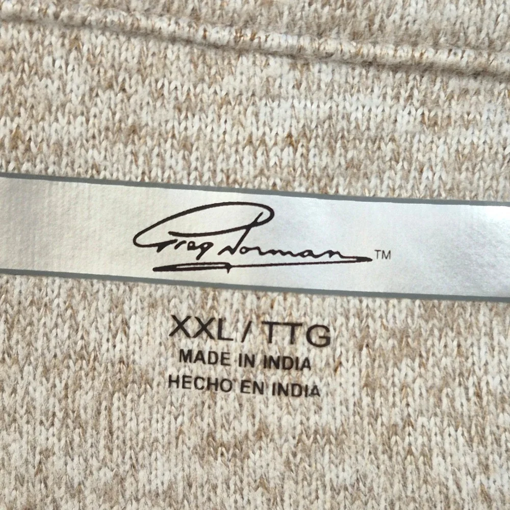 Greg Norman tan‎ beige quarter zip mock neck pullover sweater men's XXL